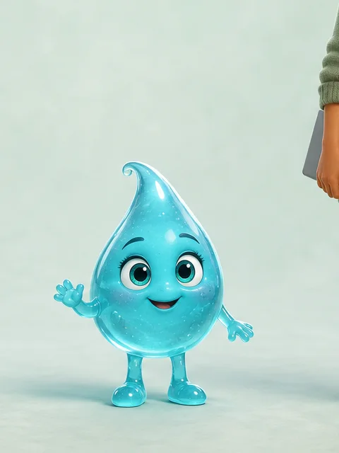 Retrato de Luma, una gota de agua turquesa